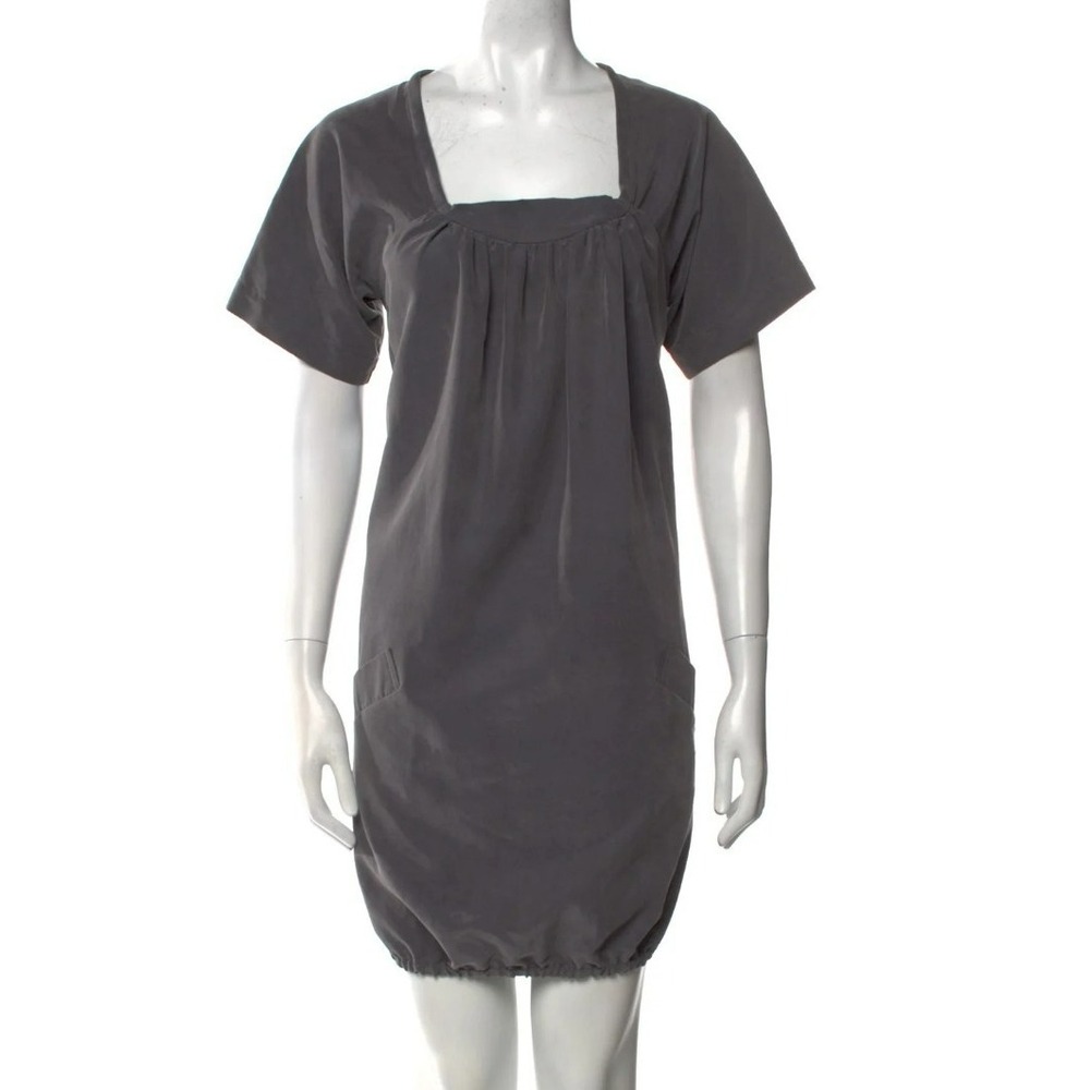 Yigal Azrouel Gray Square Neck Bubble Hem Shift Dress 2